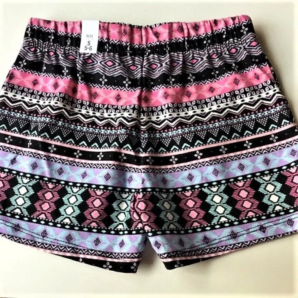 BOHO AZTEC PRINT SHORTS PURPLE PINK